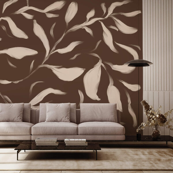 Wall murals Wall murals - Whispering leaves on a brown backdrop (SKU: t00449)