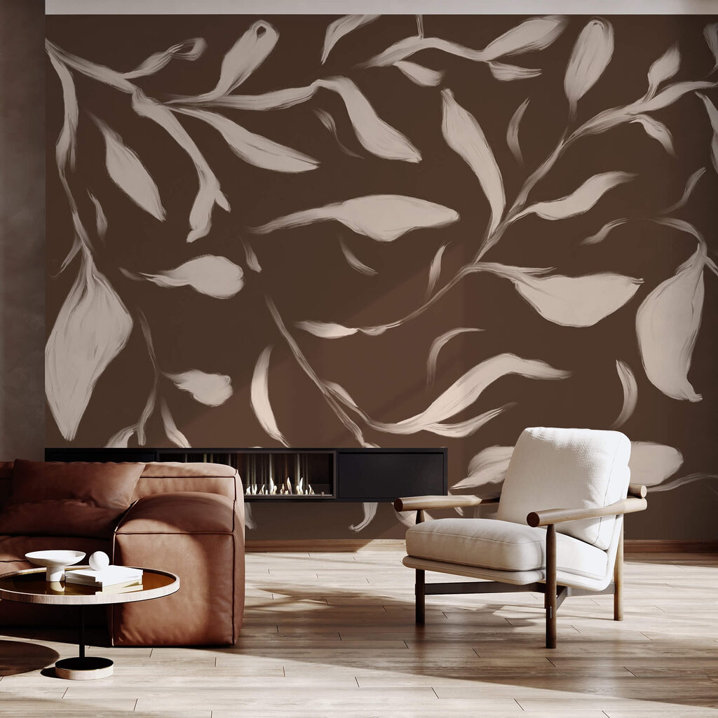 - Whispering leaves on a brown backdrop