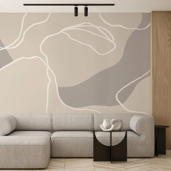 Wall murals Wall murals White lines on a beige background (SKU: t00470)