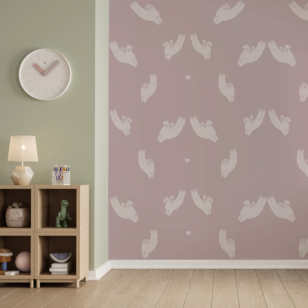 Pattern of rabbits on a gray background