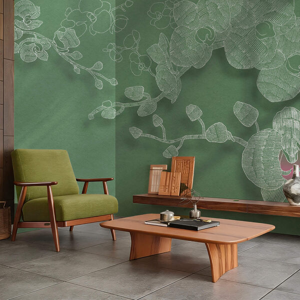 Delicate orchids against a green backdrop