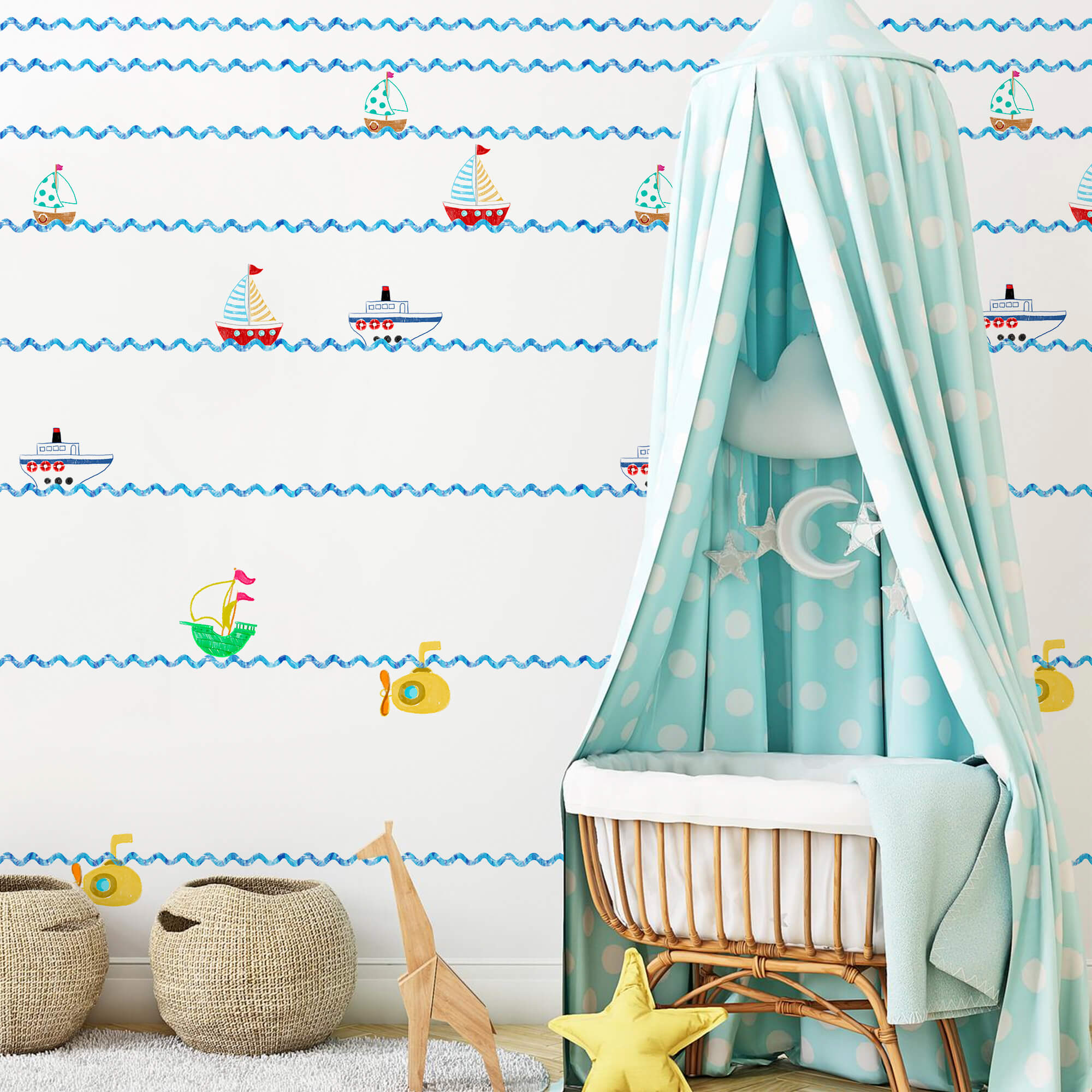 Pattern of boats and submarine