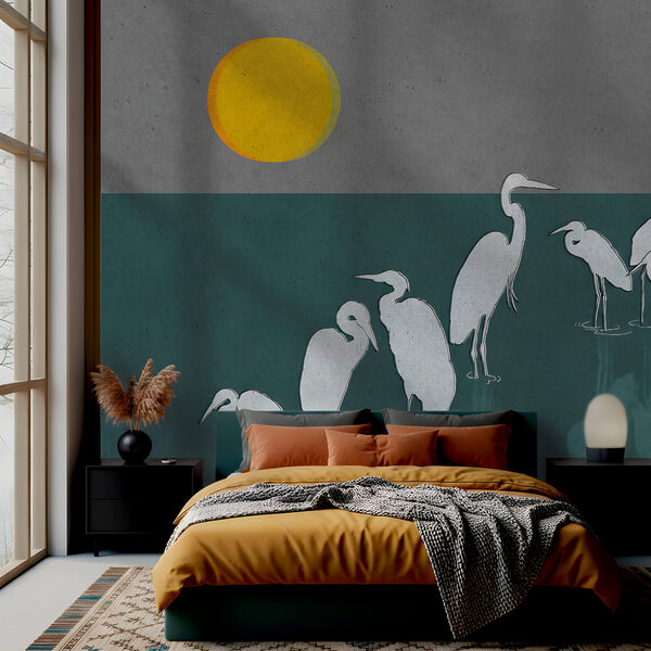 Group of birds standing in water