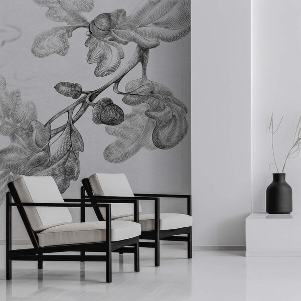 Wall murals Wall murals Drawing of a branch with leaves (SKU: t00475)