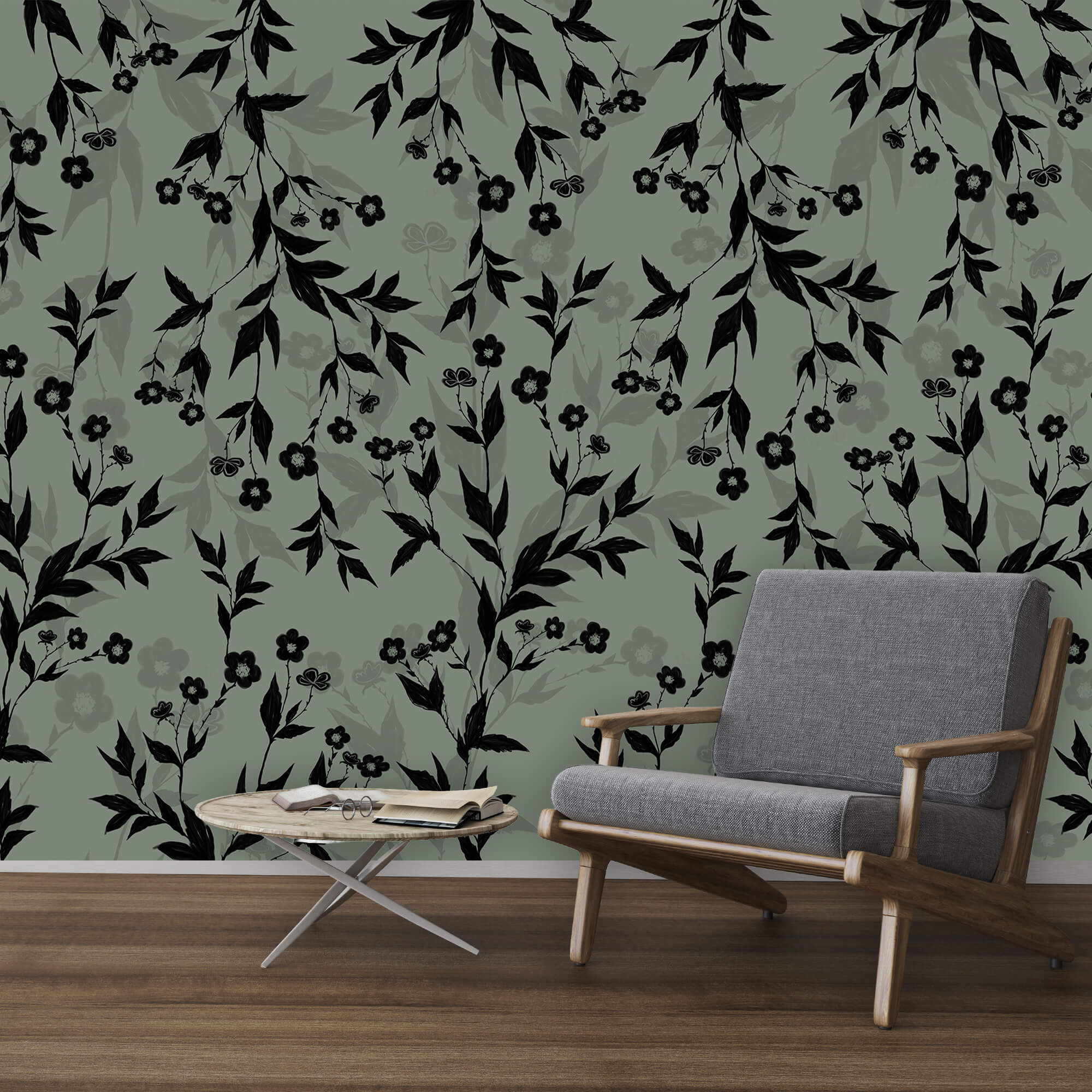 Black and white floral pattern