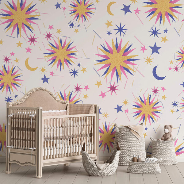 Wall murals Wall murals Pattern of stars and moon (SKU: t00453)
