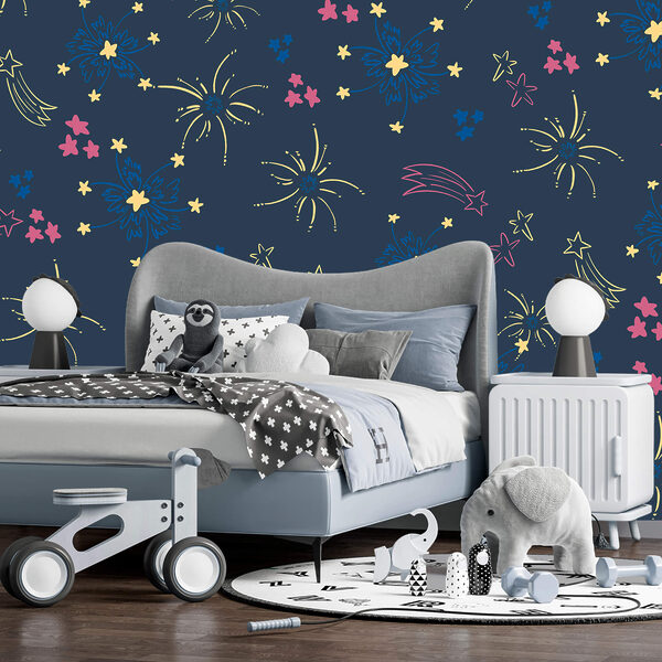 Wall murals Wall murals Pattern of fireworks and stars (SKU: t00455)