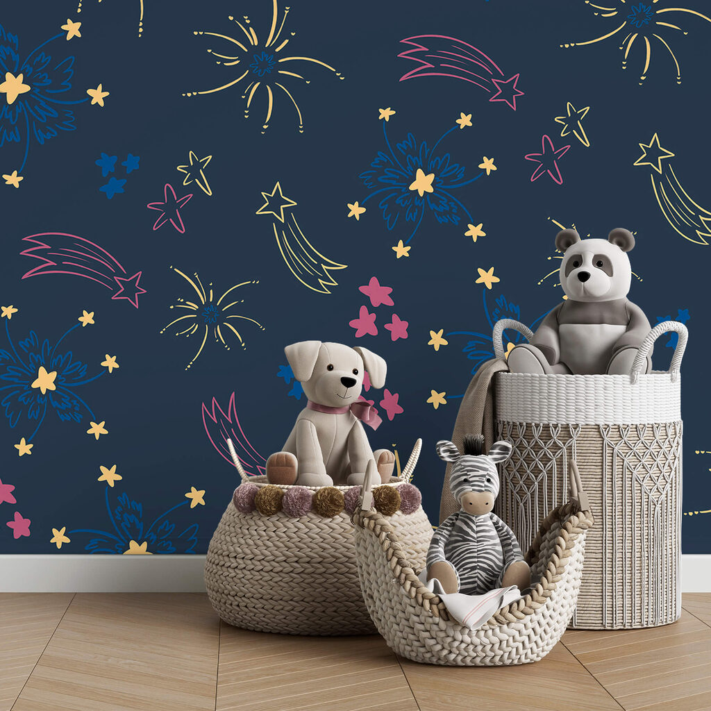 Pattern of fireworks and stars