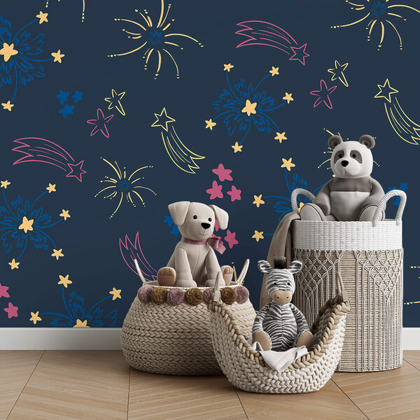 Pattern of fireworks and stars