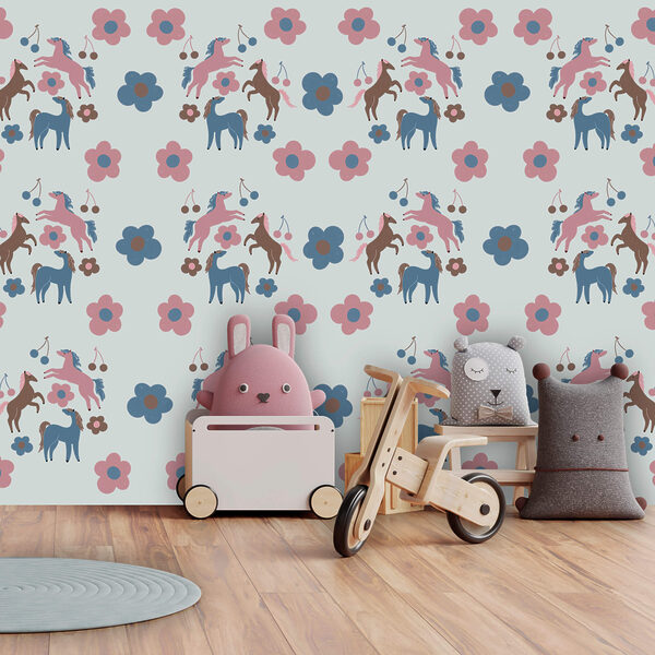 Pattern of horses and flowers