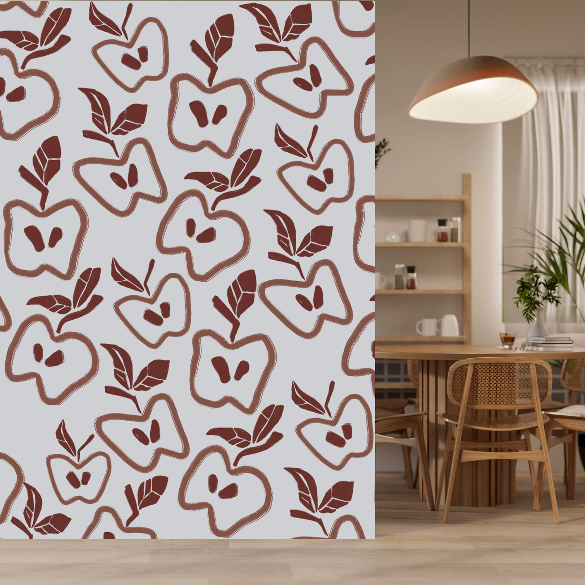 Pattern of apples and leaves