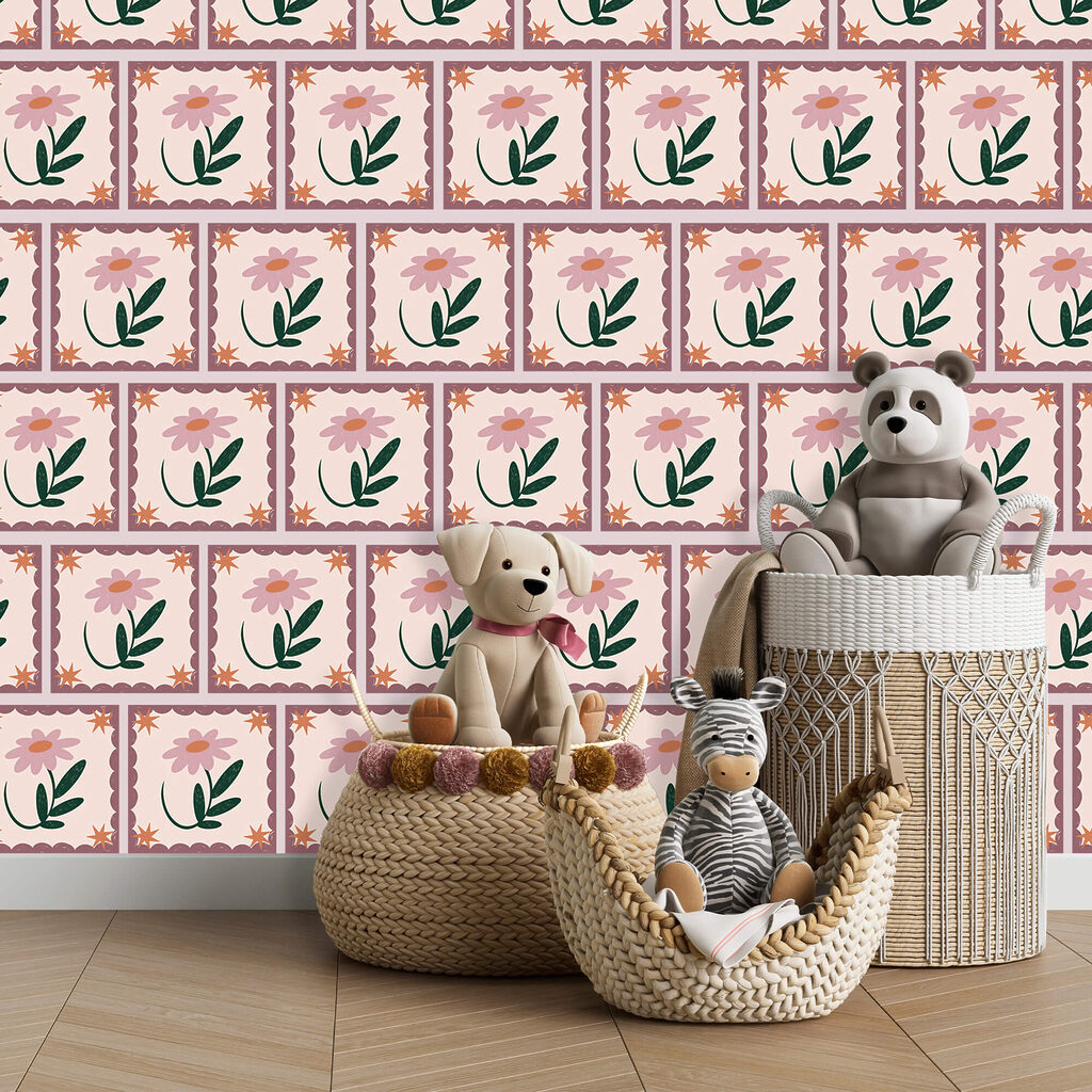 Pattern of flowers and leaves