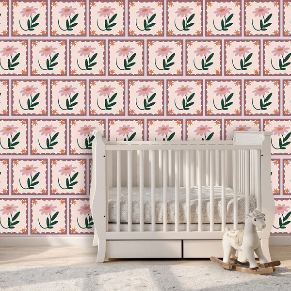 Wall murals Wall murals Pattern of flowers and leaves (SKU: t00460)