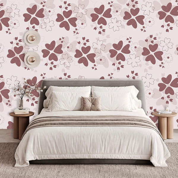 Wall murals Wall murals Pattern of flowers and leaves (SKU: t00461)