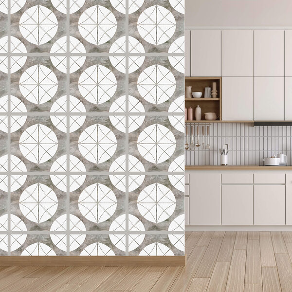 Wall murals Pattern of white circles and grey squares (SKU: t00464) Wall murals Wall murals Pattern of white circles and grey squares (SKU: t00464)