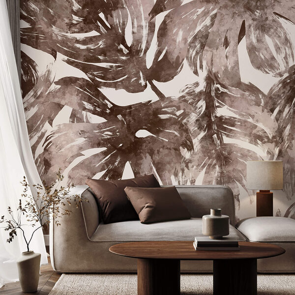 Wall murals Wall murals - Abstract foliage in earthy tones (SKU: t00506)