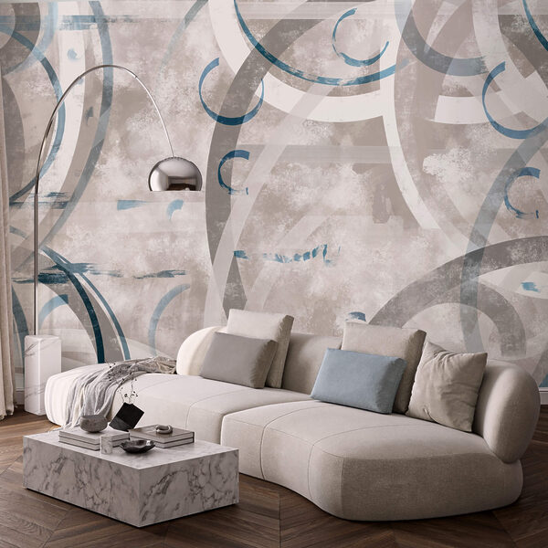 Wall murals Grey and blue swirls and circles (SKU: t00544) Wall murals Wall murals Grey and blue swirls and circles (SKU: t00544)