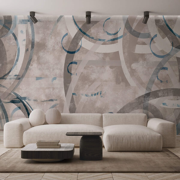 Grey and blue swirls and circles Grey and blue swirls and circles