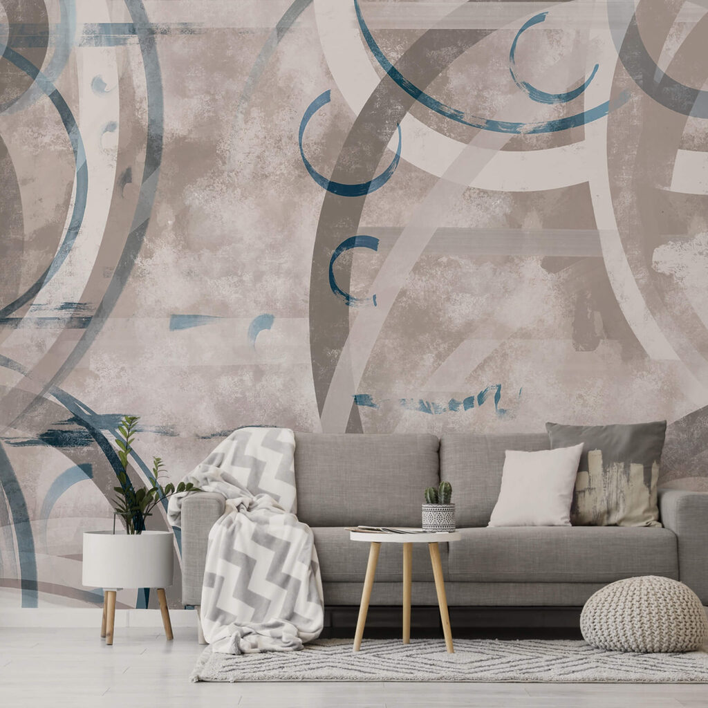 Grey and blue swirls and circles Grey and blue swirls and circles