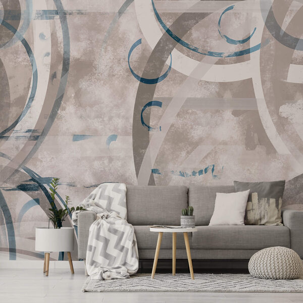 Grey and blue swirls and circles Grey and blue swirls and circles