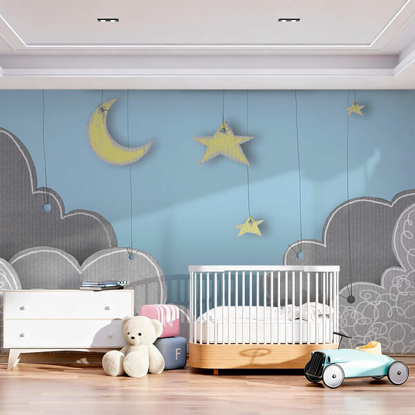 Moon and stars from clouds