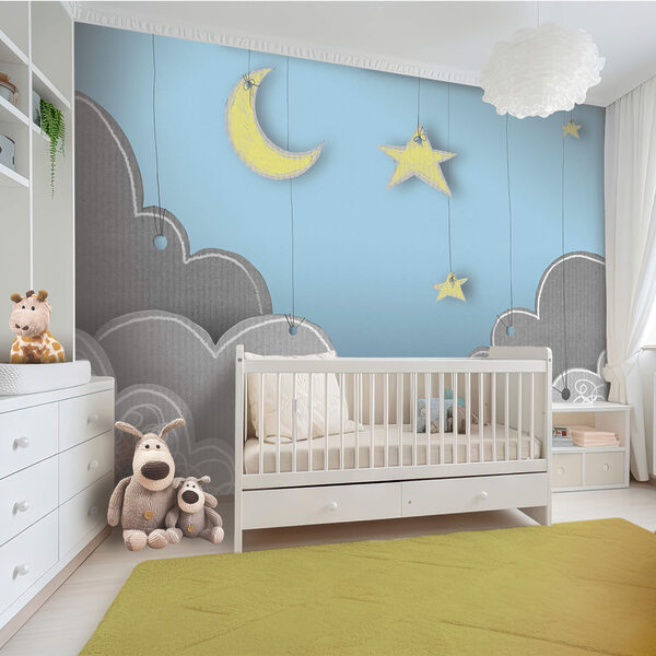 Moon and stars from clouds