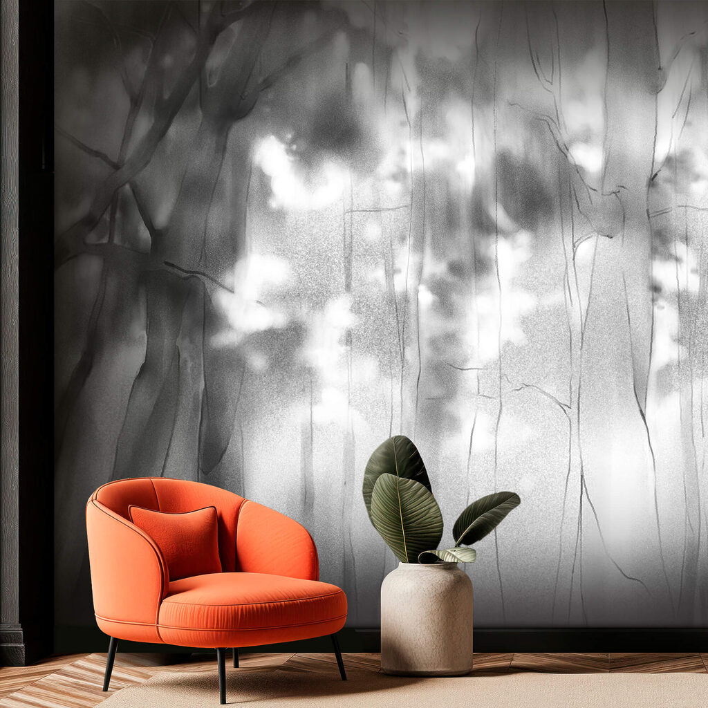 Black and white image of trees Black and white image of trees