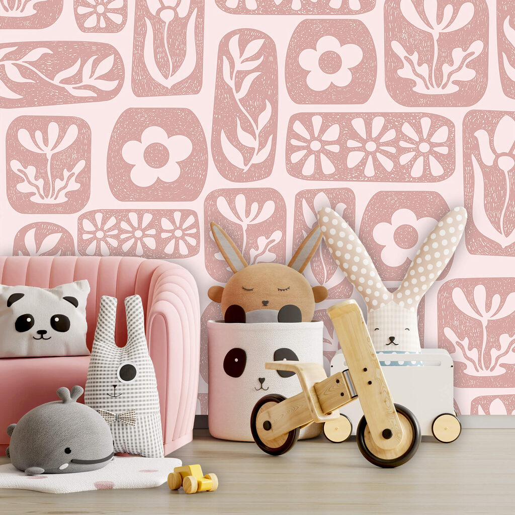 Pattern of flowers and leaves