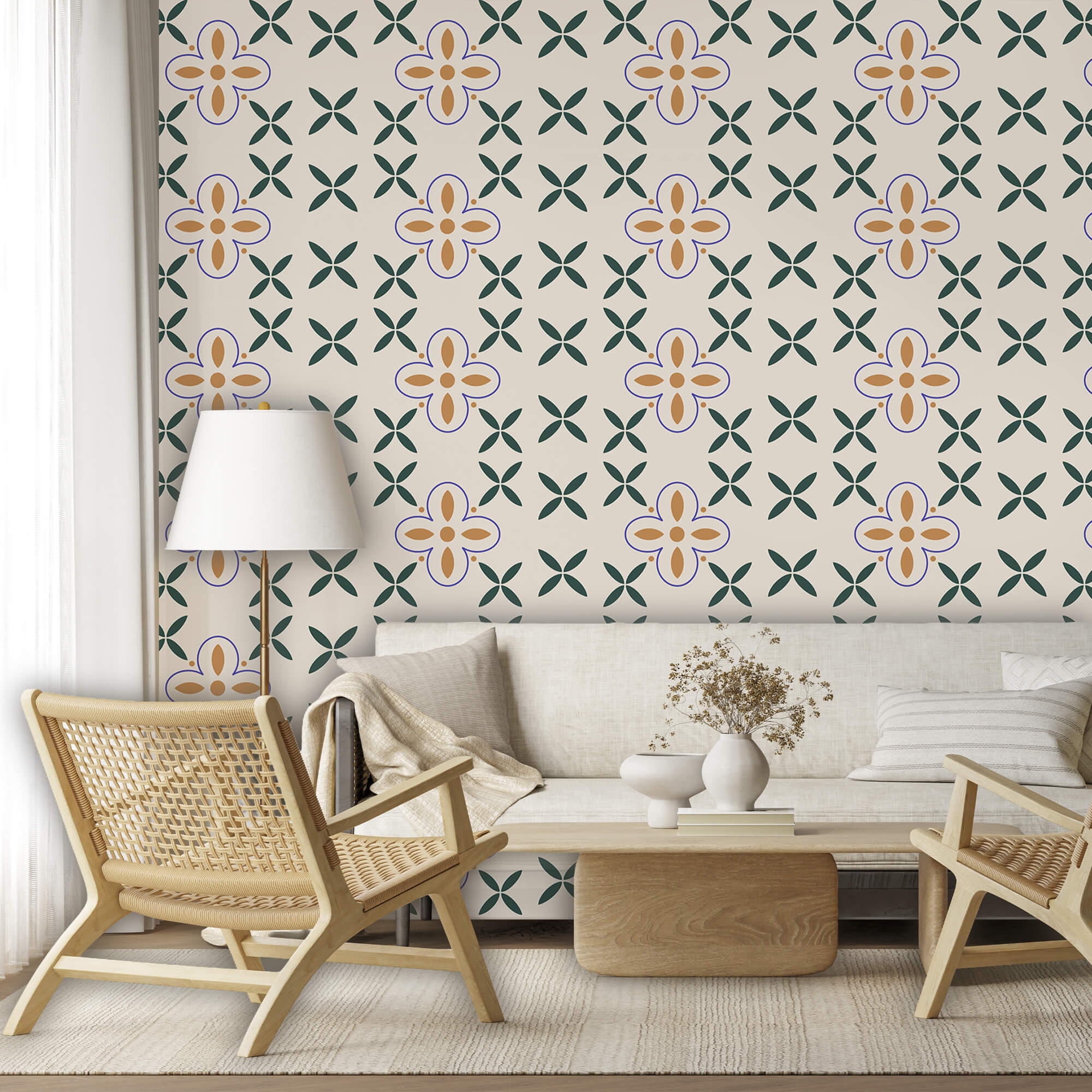 Pattern of flowers on a white background