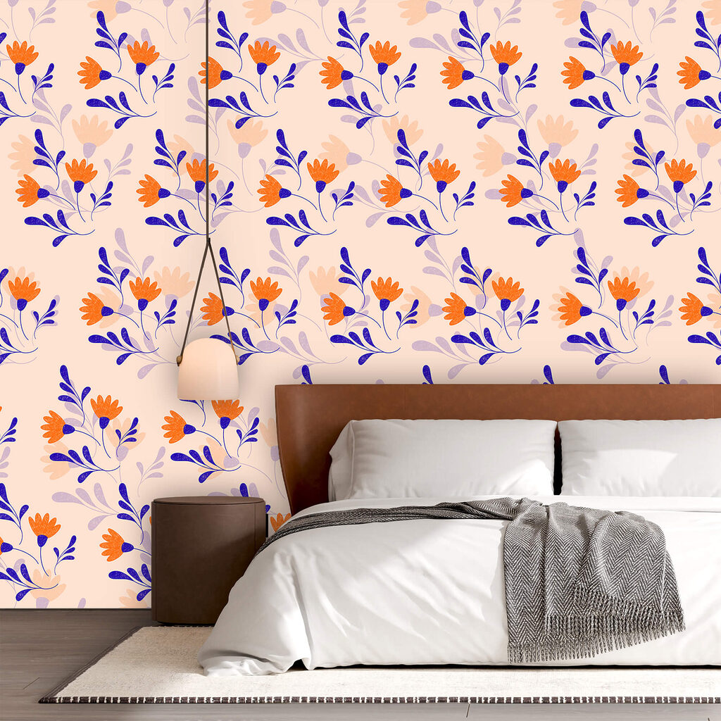 Pattern of flowers and leaves