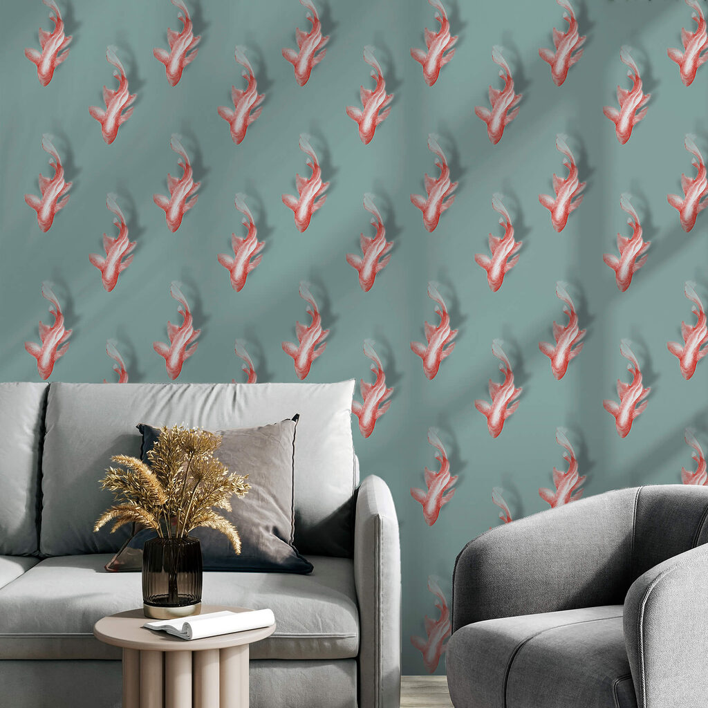 Pattern of fish on a blue background