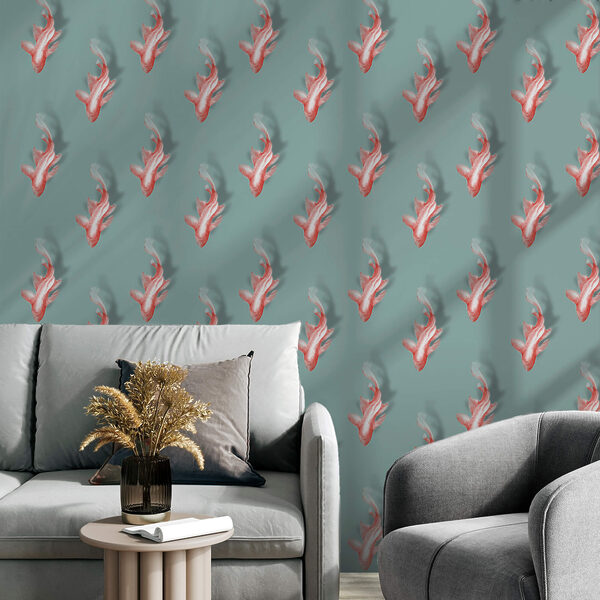 Pattern of fish on a blue background