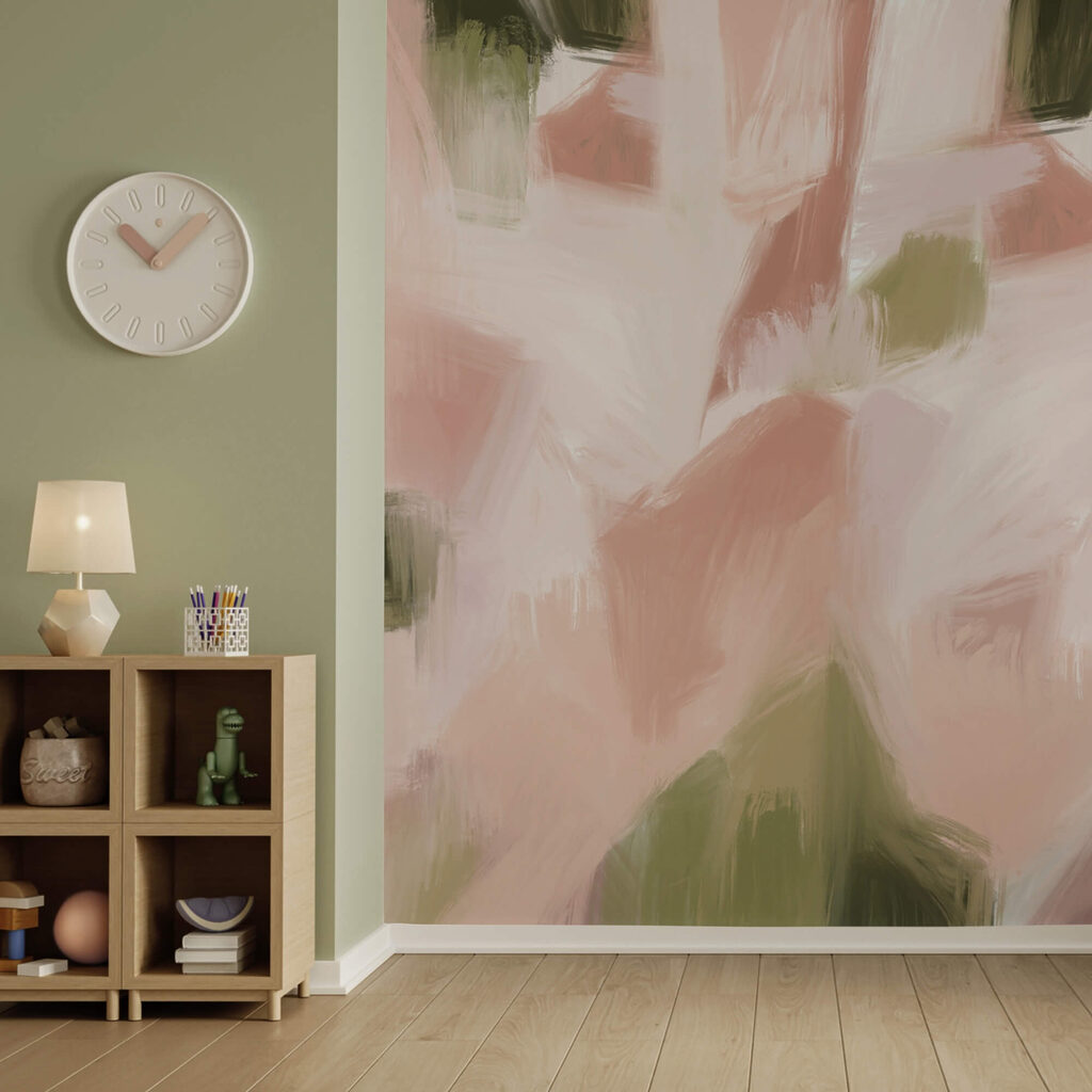 Painting of a pink and green background Painting of a pink and green background