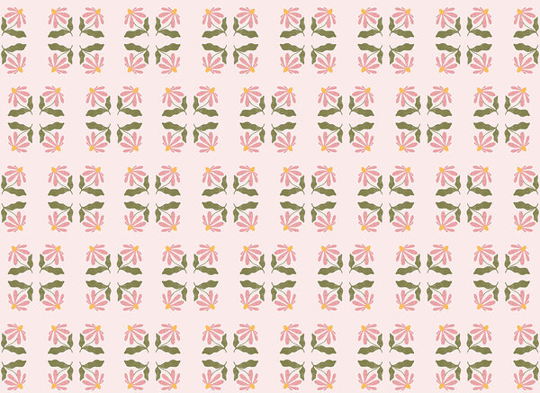 Pattern of flowers and leaves