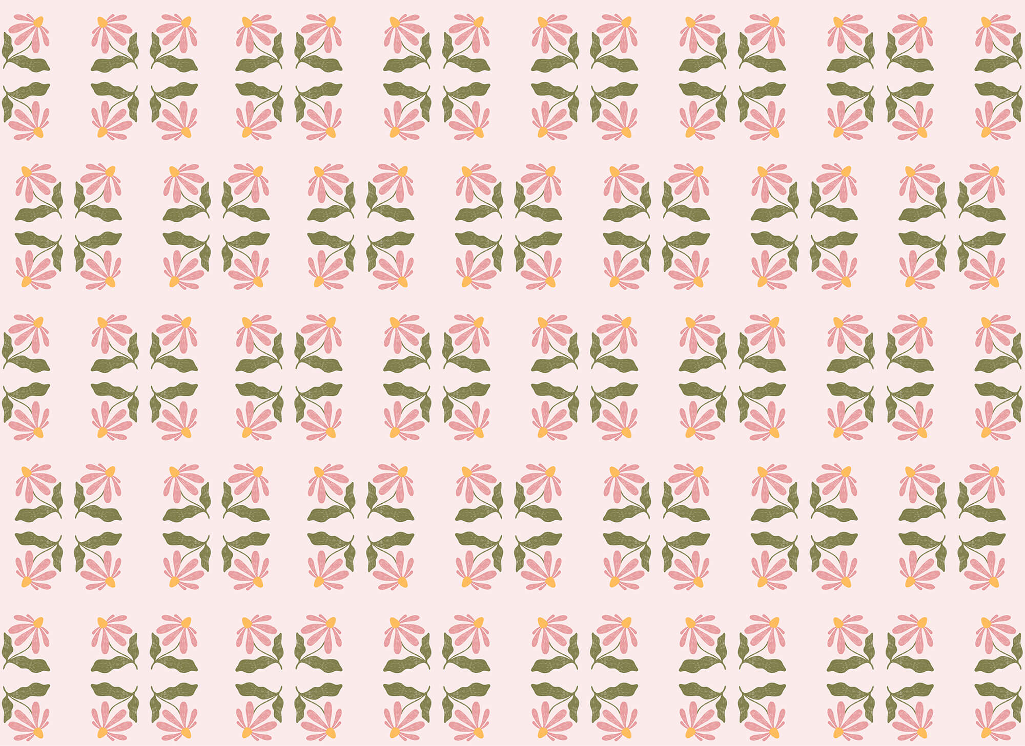 Pattern of flowers and leaves