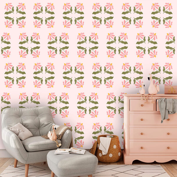 Pattern of flowers and leaves