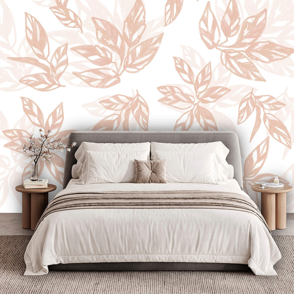 Pattern of leaves on a white background