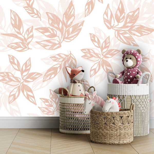 Pattern of leaves on a white background