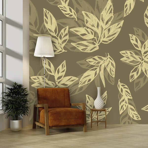 Pattern of leaves on a brown background