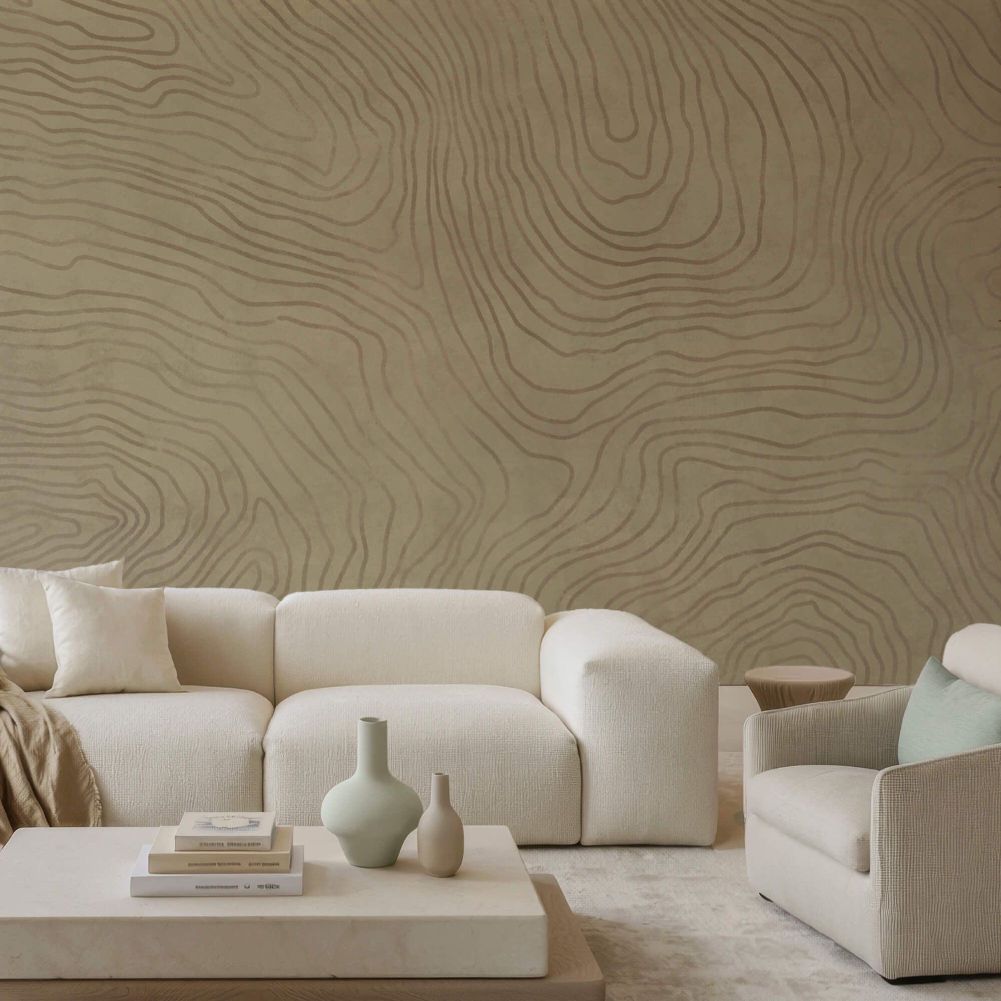 Tan and black pattern on a white surface