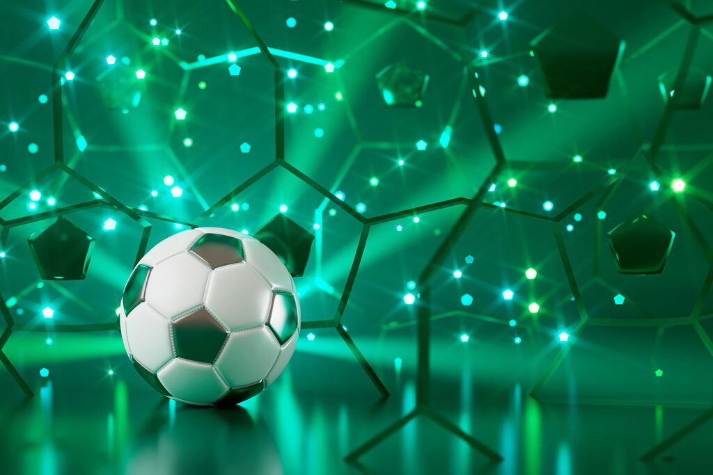 Football ball on a reflective surface
