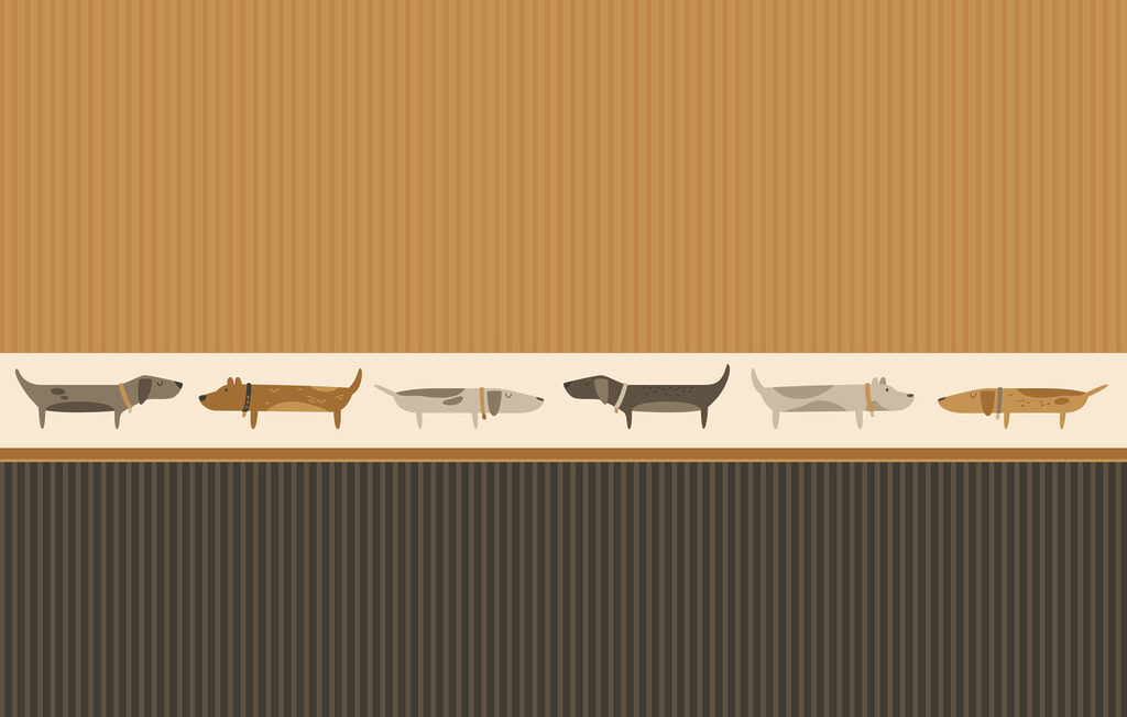 Row of dogs on a wall