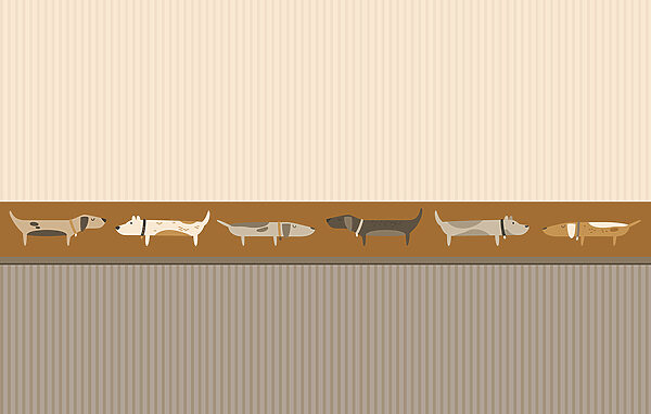 Row of dogs on a wall