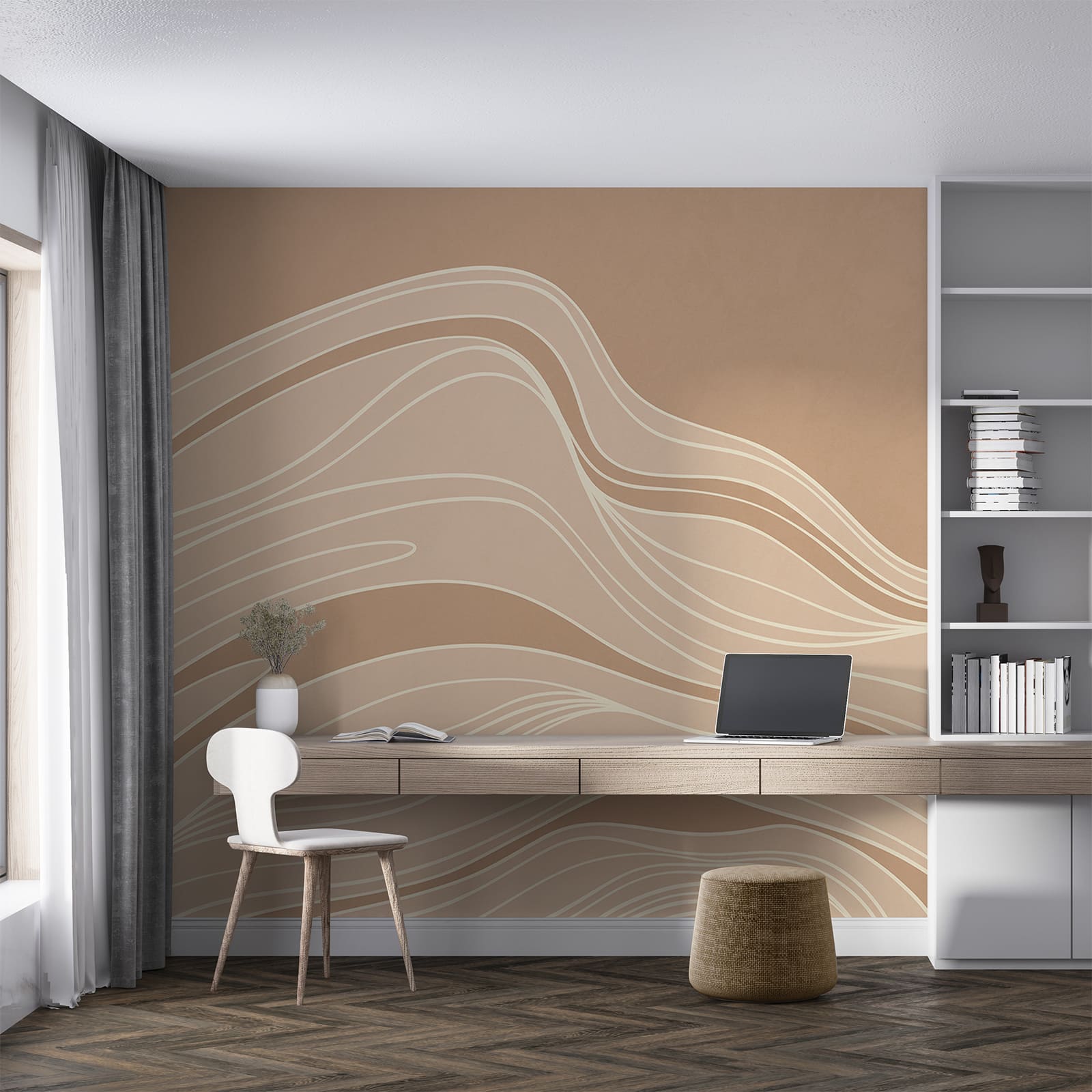 Brown and white wavy lines