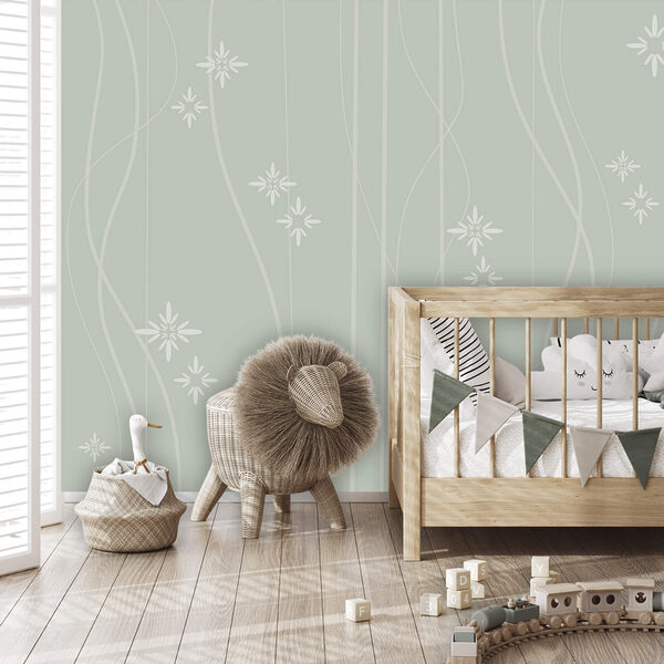 Wallpaper with white flowers and lines Wallpaper with white flowers and lines