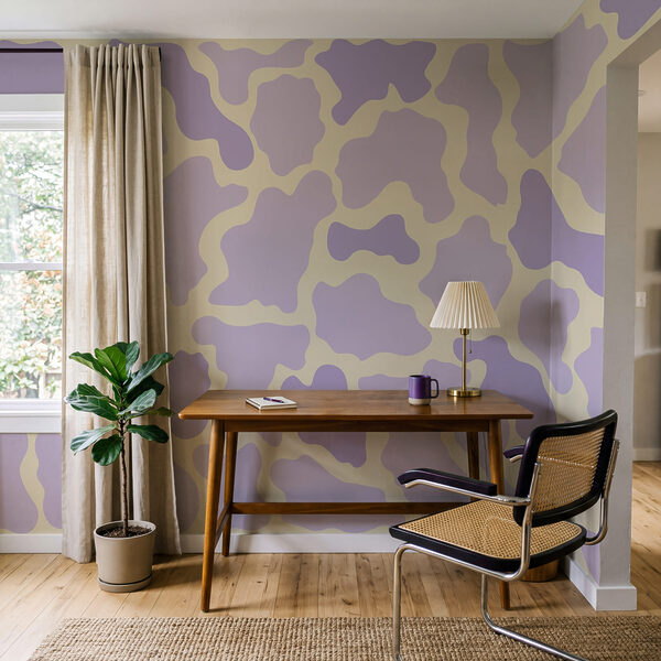 Purple and yellow cow pattern