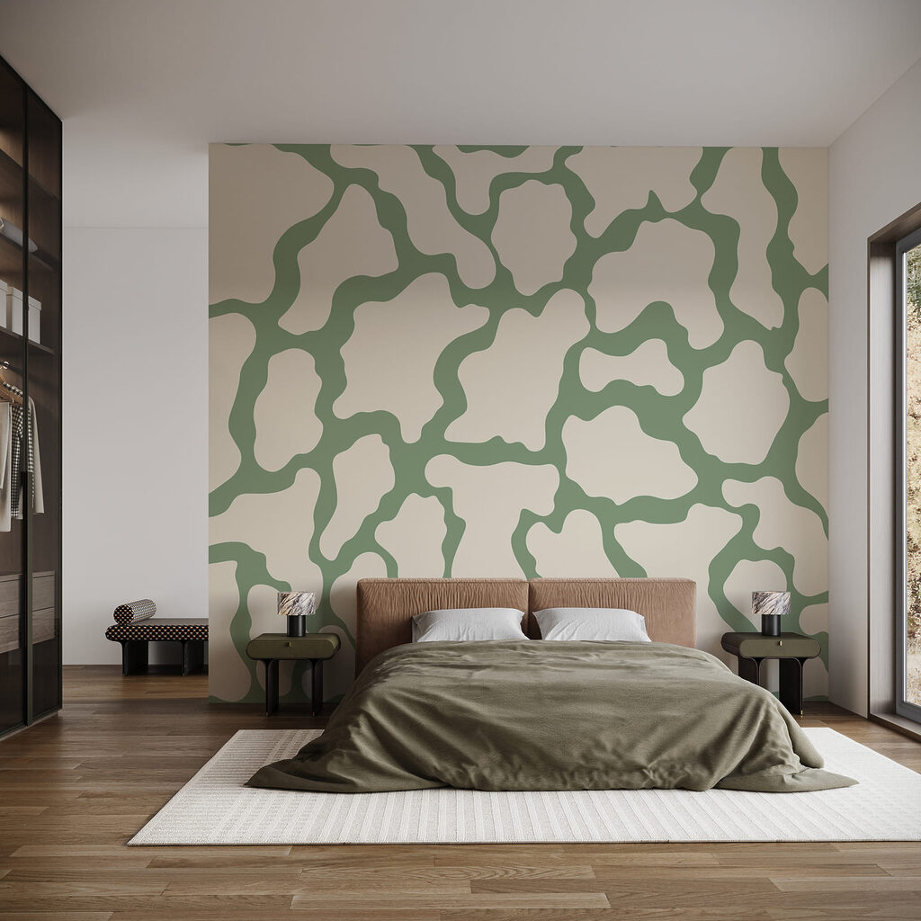 White and green cow pattern