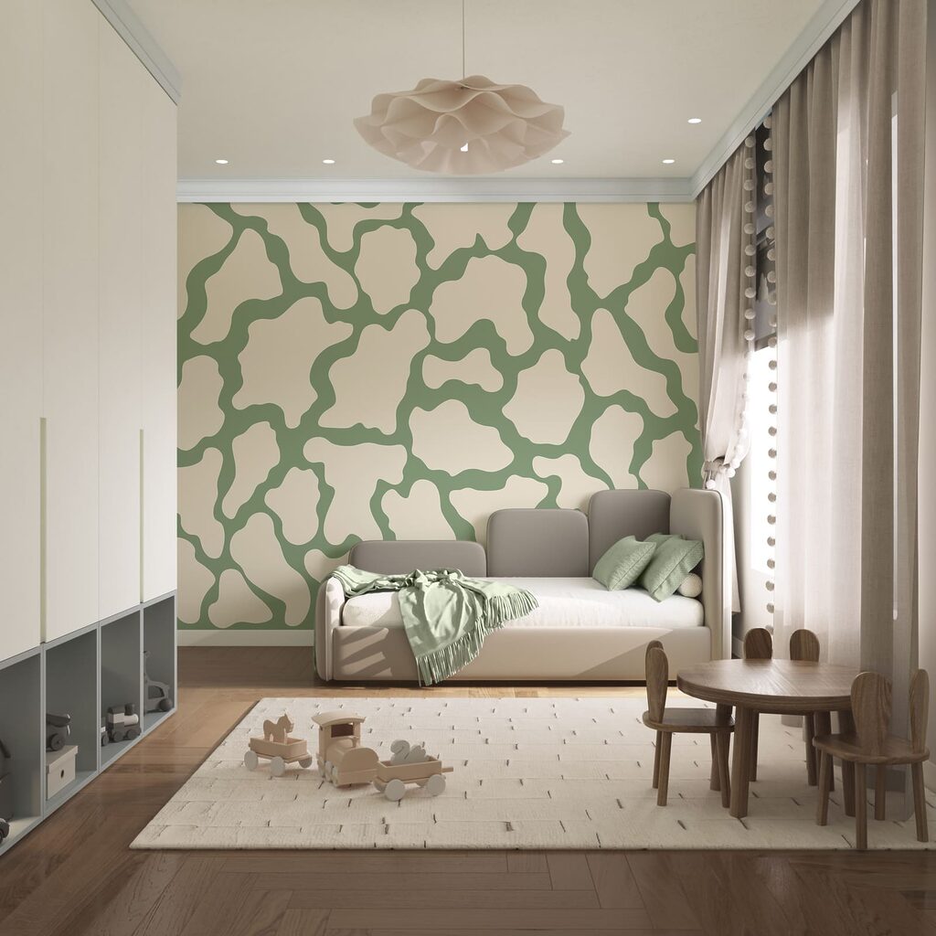White and green cow pattern