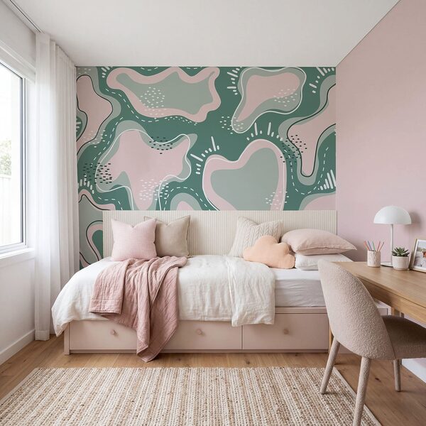 Group of pink and white shapes Group of pink and white shapes