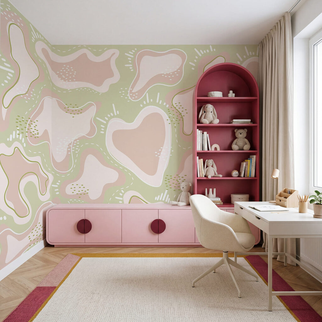 Pink and white shapes